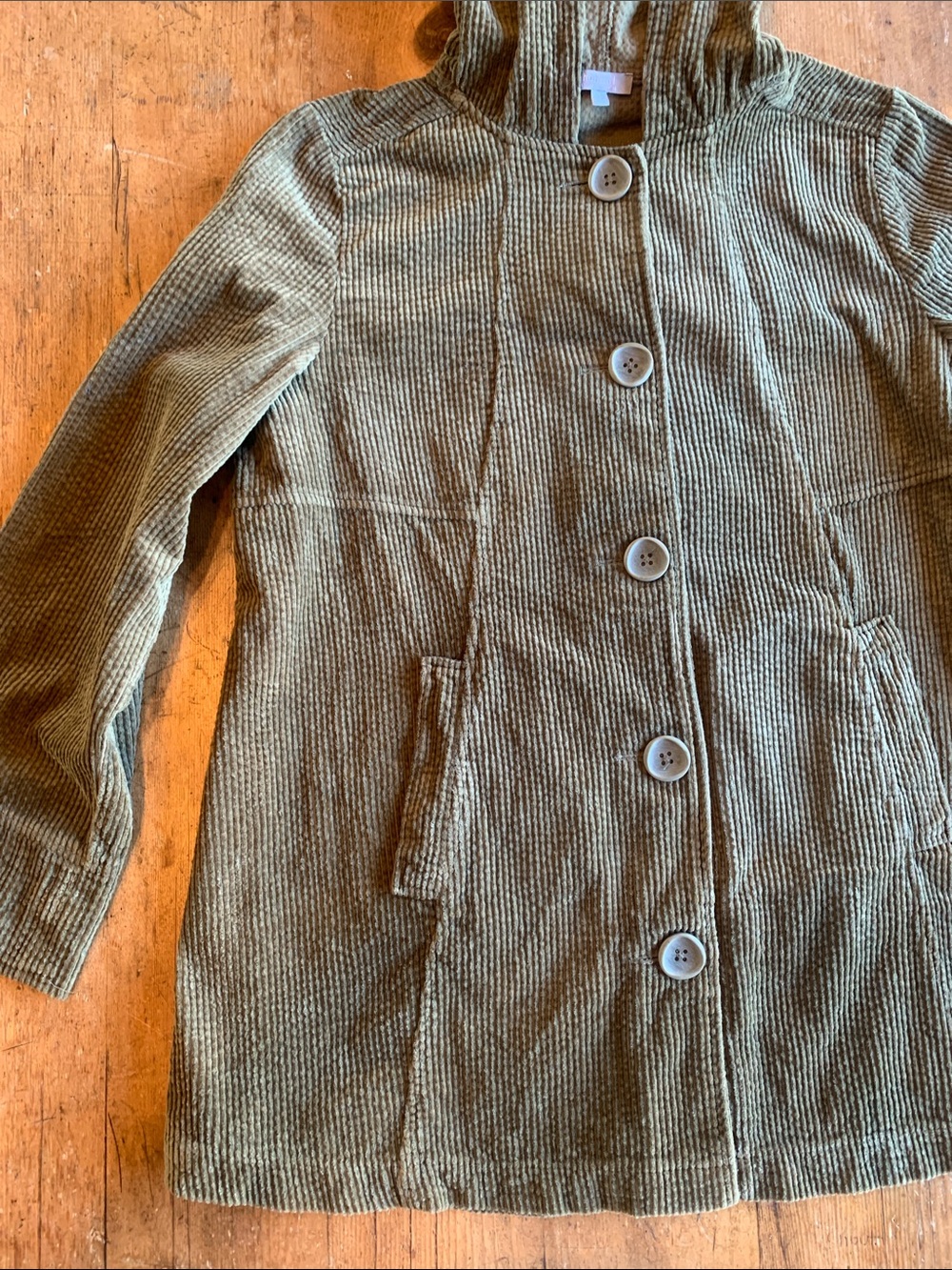 Habitat Olive Green Corduroy Hooded Coat - Picture 13 of 16